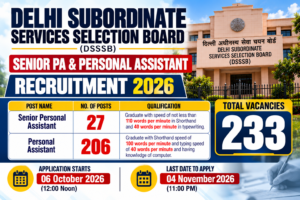 DSSSB Recruitment 2026 Announcement